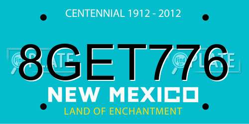 8GET776 New Mexico License Plate