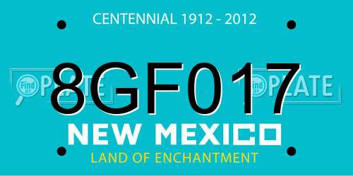 8GF017 New Mexico License Plate