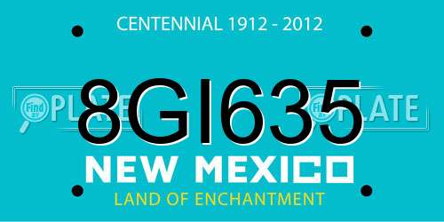 8GI635 New Mexico License Plate