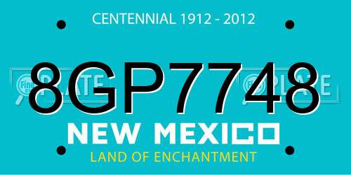 8GP7748 New Mexico License Plate