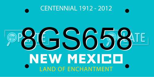 8GS658 New Mexico License Plate
