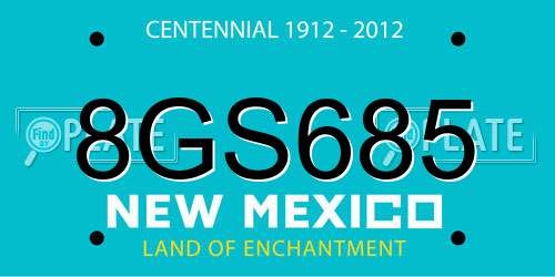 8GS685 New Mexico License Plate