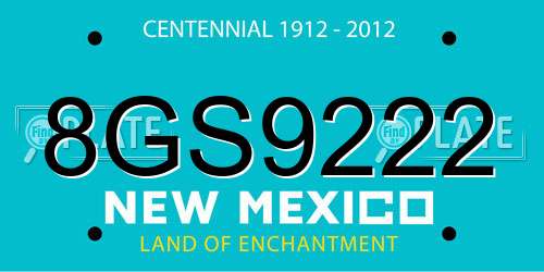 8GS9222 New Mexico License Plate