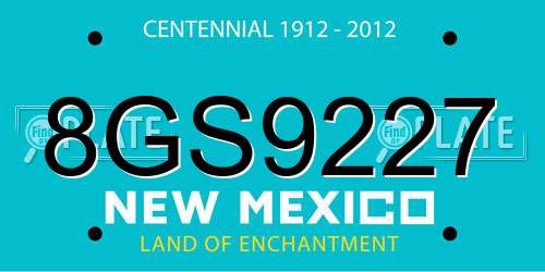 8GS9227 New Mexico License Plate