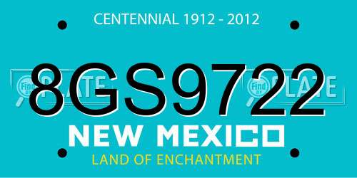 8GS9722 New Mexico License Plate