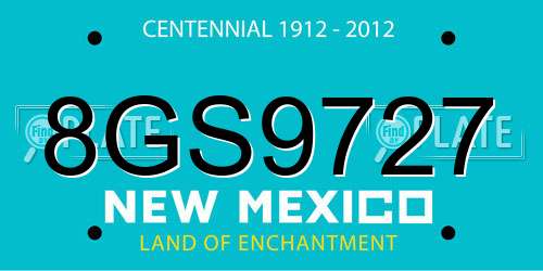 8GS9727 New Mexico License Plate
