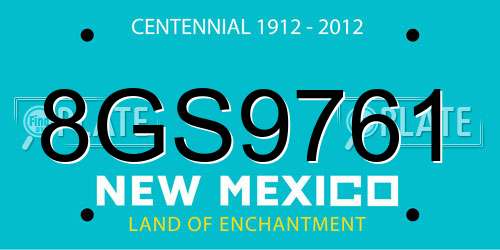 8GS9761 New Mexico License Plate