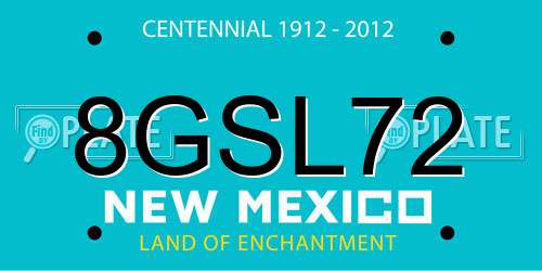 8GSL72 New Mexico License Plate