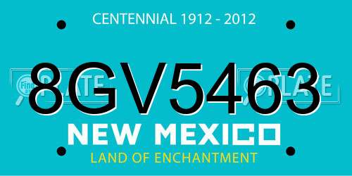 8GV5463 New Mexico License Plate