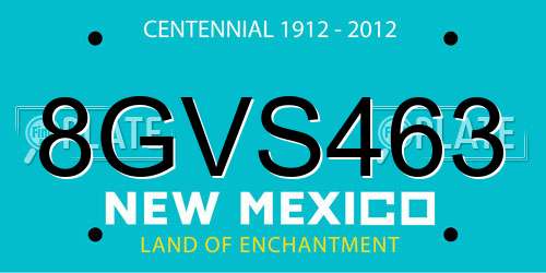 8GVS463 New Mexico License Plate