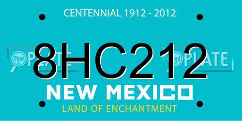 8HC212 New Mexico License Plate