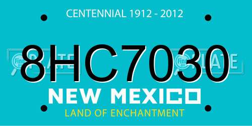 8HC7030 New Mexico License Plate