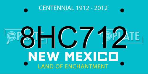 8HC712 New Mexico License Plate