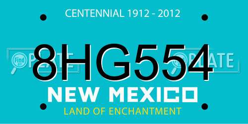 8HG554 New Mexico License Plate