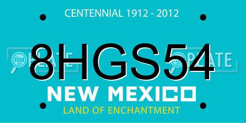 8HGS54 New Mexico License Plate