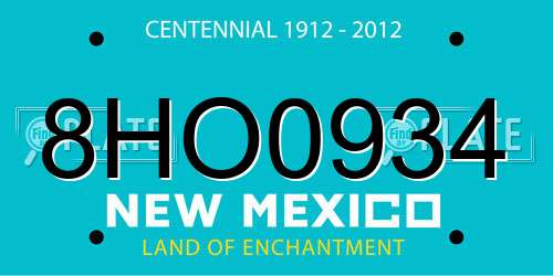 8HO0934 New Mexico License Plate