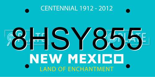 8HSY855 New Mexico License Plate