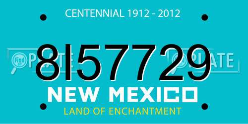 8I57729 New Mexico License Plate
