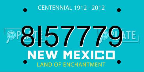 8I57779 New Mexico License Plate
