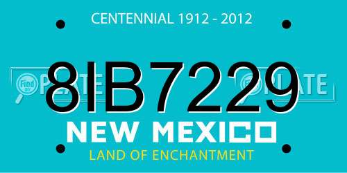 8IB7229 New Mexico License Plate
