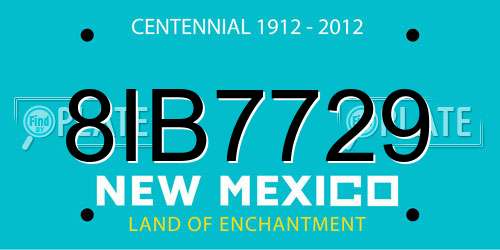 8IB7729 New Mexico License Plate