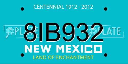 8IB932 New Mexico License Plate