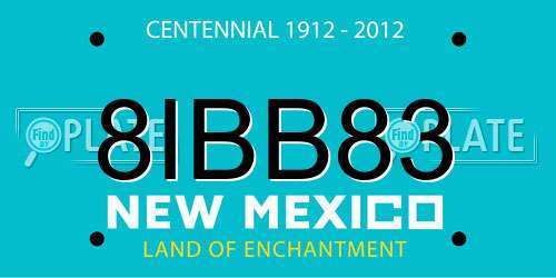 8IBB83 New Mexico License Plate