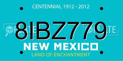 8IBZ779 New Mexico License Plate
