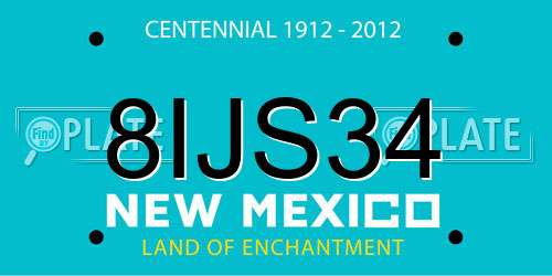 8IJS34 New Mexico License Plate