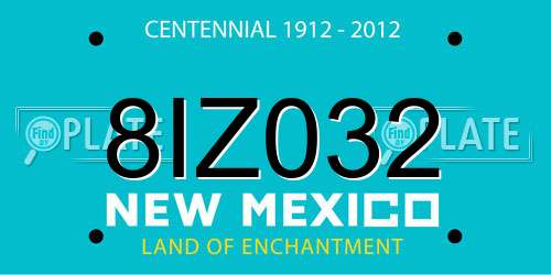 8IZ032 New Mexico License Plate
