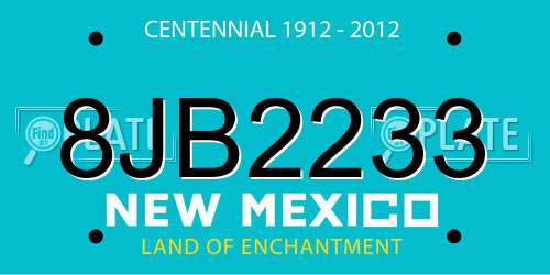 8JB2233 New Mexico License Plate