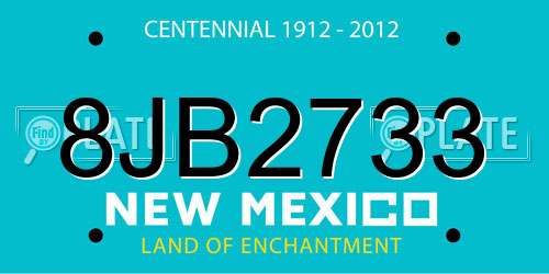 8JB2733 New Mexico License Plate