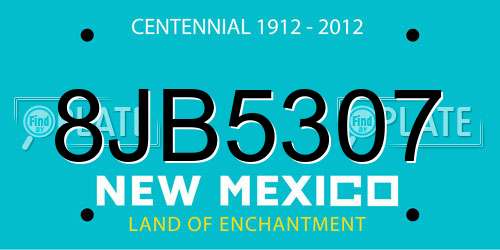 8JB5307 New Mexico License Plate