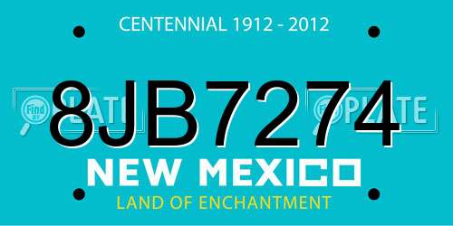 8JB7274 New Mexico License Plate