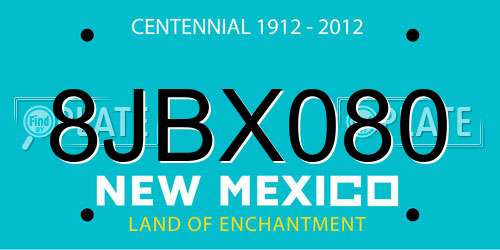 8JBX080 New Mexico License Plate