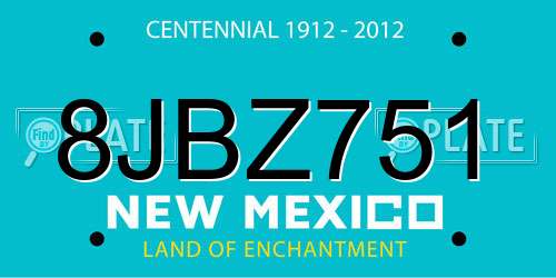 8JBZ751 New Mexico License Plate