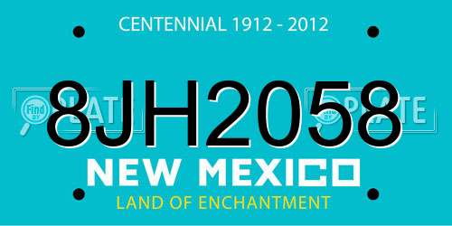 8JH2058 New Mexico License Plate