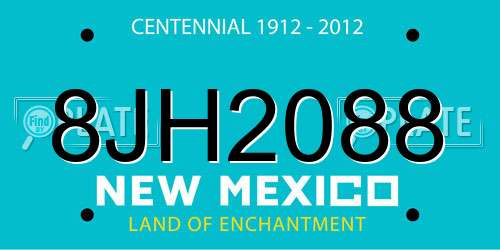8JH2088 New Mexico License Plate