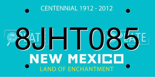 8JHT085 New Mexico License Plate