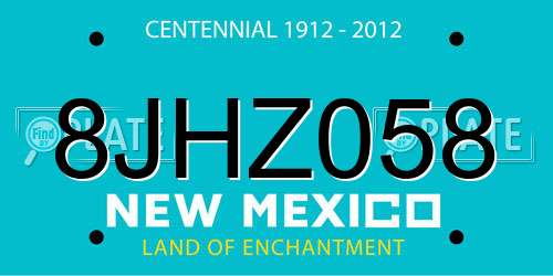 8JHZ058 New Mexico License Plate