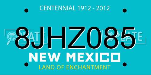 8JHZ085 New Mexico License Plate