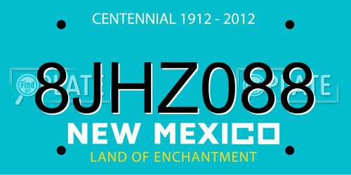 8JHZ088 New Mexico License Plate