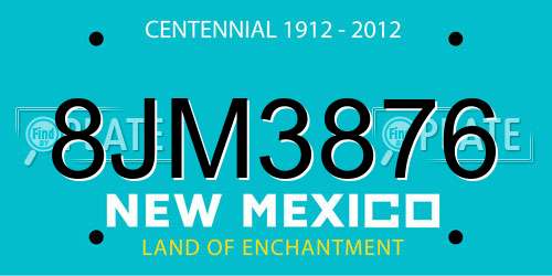 8JM3876 New Mexico License Plate
