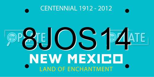 8JOS14 New Mexico License Plate