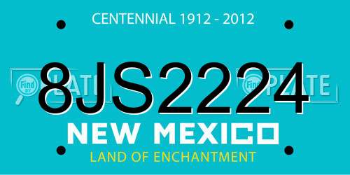 8JS2224 New Mexico License Plate