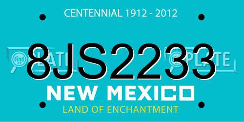 8JS2233 New Mexico License Plate