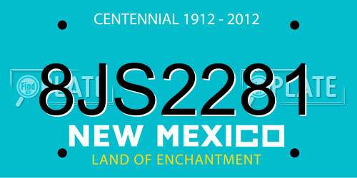 8JS2281 New Mexico License Plate