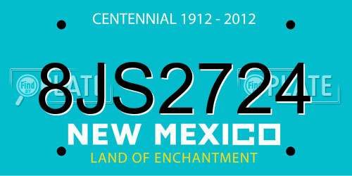8JS2724 New Mexico License Plate