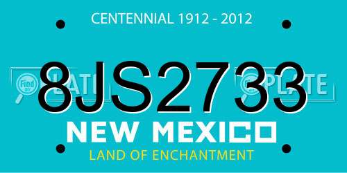 8JS2733 New Mexico License Plate