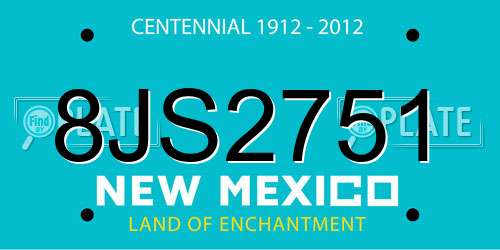 8JS2751 New Mexico License Plate